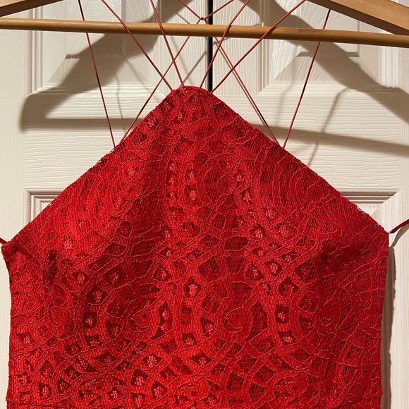 NWOT~Stunning Red Lace Halter Dress by Topshop - Picture 2 of 12